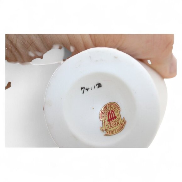 Vintage Ardalt Japan Verithin White Ceramic Vase With Pastel Floral Design & Orn - Picture 7 of 7